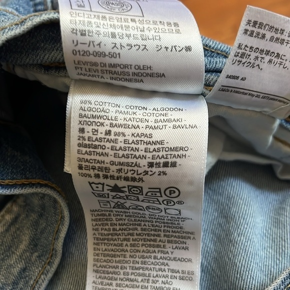 Levi's | Mile High Wide Leg Exposed Button Crop Blue Denim Jean 29/8‎ 90s Y2K - Picture 12 of 14